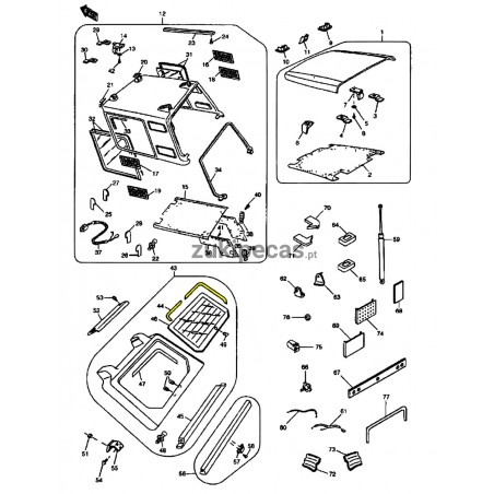 Perfil Exterior de Vidro Tras Hardtop Americano